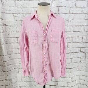 Lilly Pulitzer Pink Linen Top Button Beachy Coastal Vacation Summer Size Small